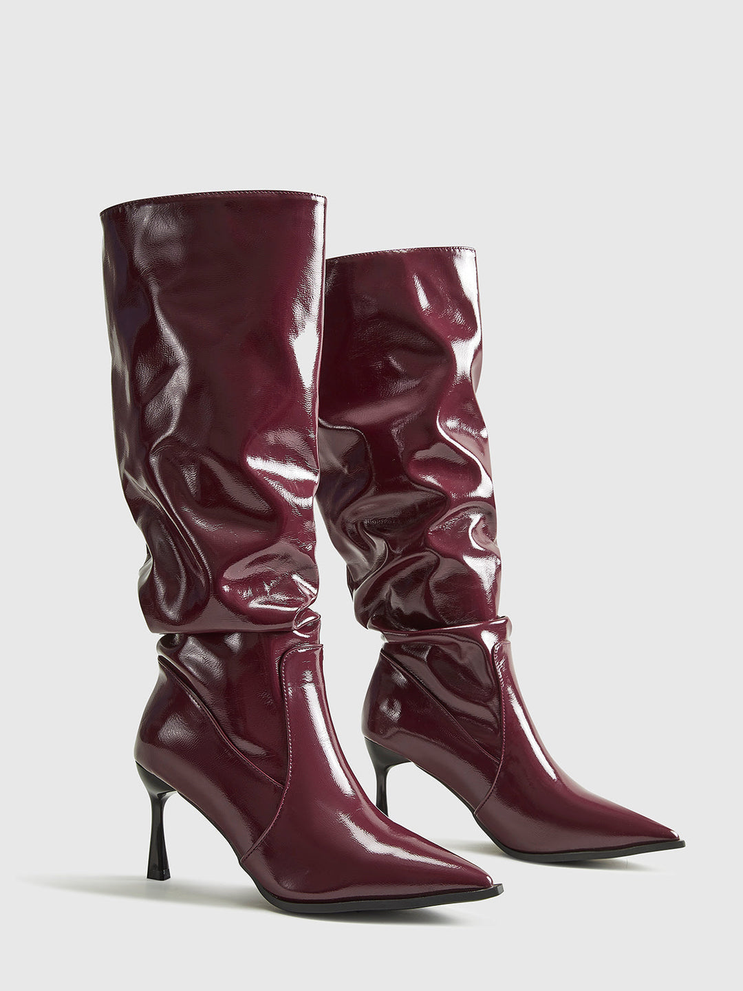 Paula Damen Lackstiefelette mit Absatz | Elegante Ankle Boots mit Reißverschluss & Spitze