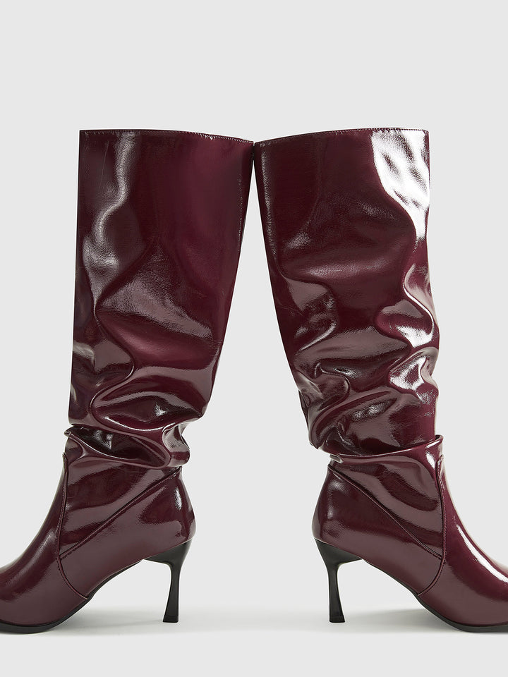 Paula Damen Lackstiefelette mit Absatz | Elegante Ankle Boots mit Reißverschluss & Spitze