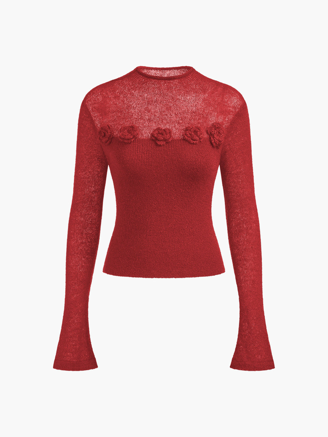 Eleonore Feiner Pullover mit Blumendetails & langen Ärmeln | Eleganz & Leichtigkeit