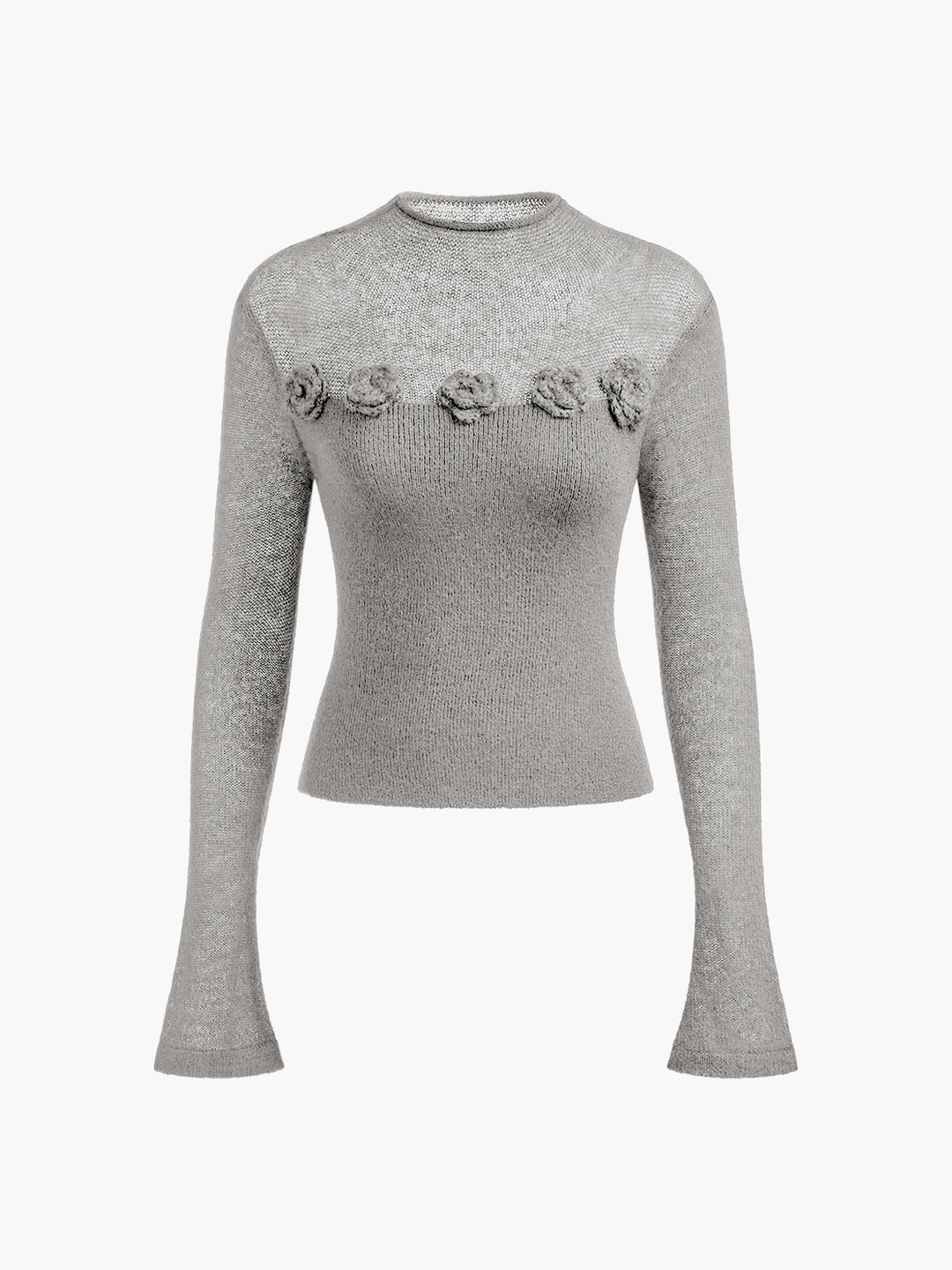 Eleonore Feiner Pullover mit Blumendetails & langen Ärmeln | Eleganz & Leichtigkeit
