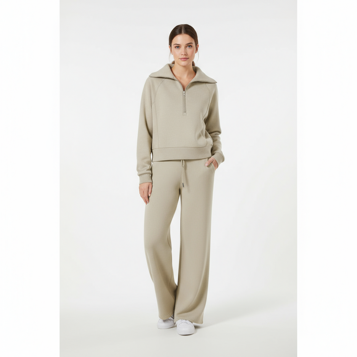 Gestrickte Women's Half Zip & Wide Trousers | Soft Stretch Winter