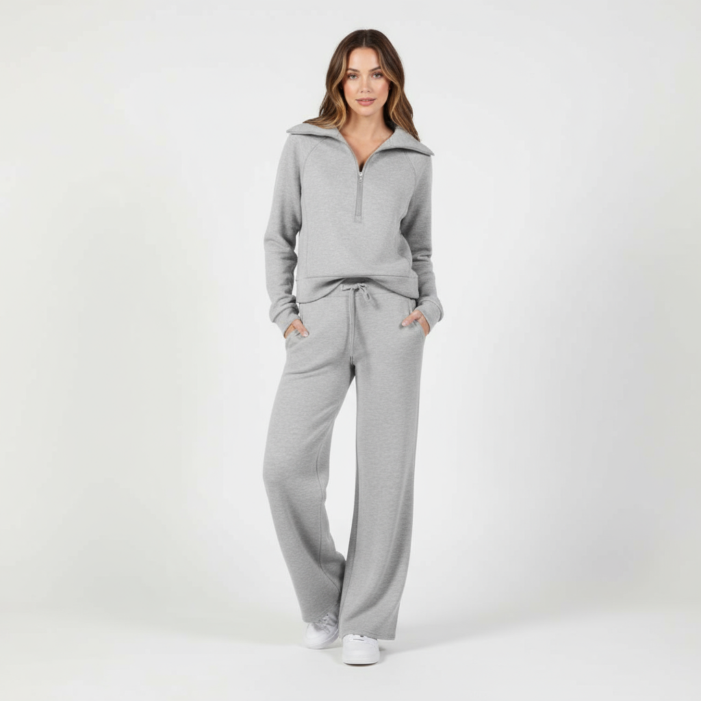 Gestrickte Women's Half Zip & Wide Trousers | Soft Stretch Winter