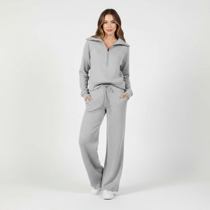 Gestrickte Women's Half Zip & Wide Trousers | Soft Stretch Winter