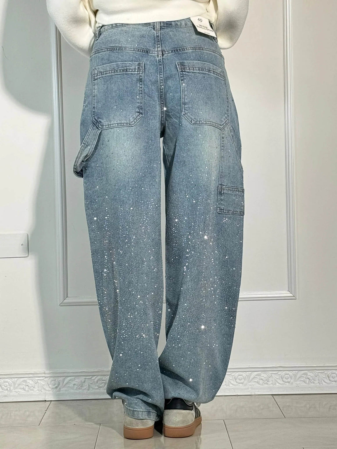 Damen High Waist & Glitter Jeans | Straight Leg Denim