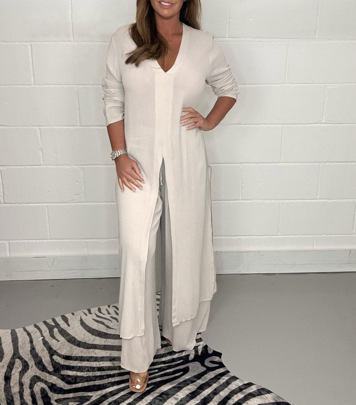 Elena Zweiteiliges Damen Set mit Kleid & Hose | Luftig, Elegant & Ideal für Frühling/Sommer