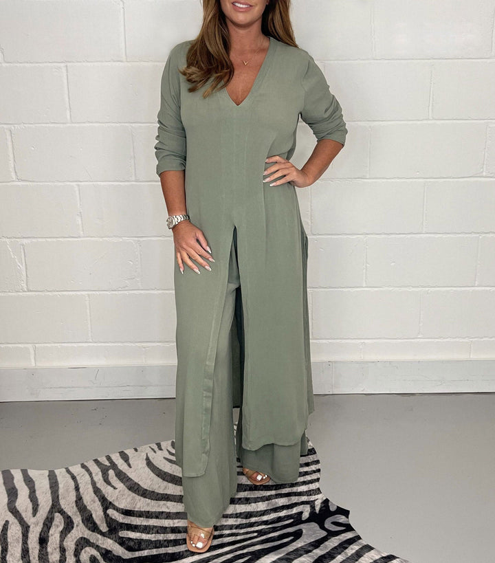 Elena Zweiteiliges Damen Set mit Kleid & Hose | Luftig, Elegant & Ideal für Frühling/Sommer
