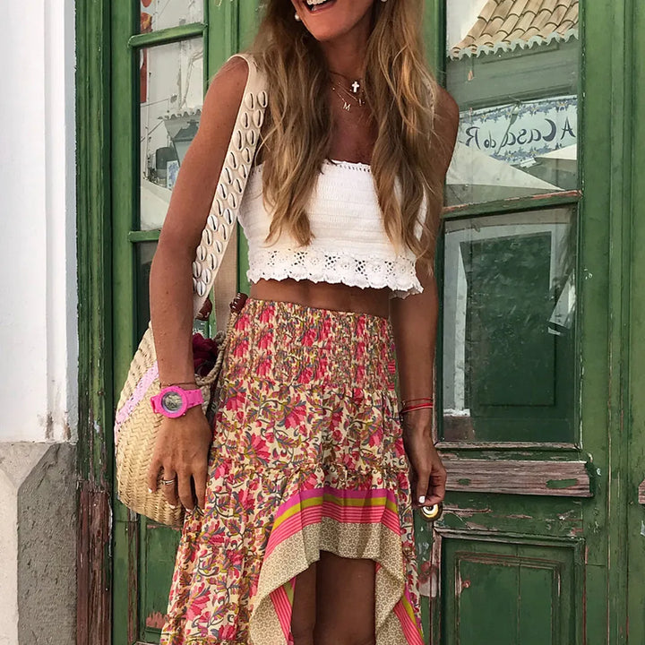 Anastasia | Fließend fallender Sommerrock mit Blumendruck | Eleganz und Vintage-Charme