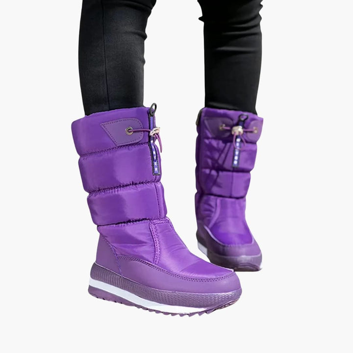 Winterstiefel Damen Schneeschuhe | Reißverschluss Verstellbarer Schaft Rutschfest