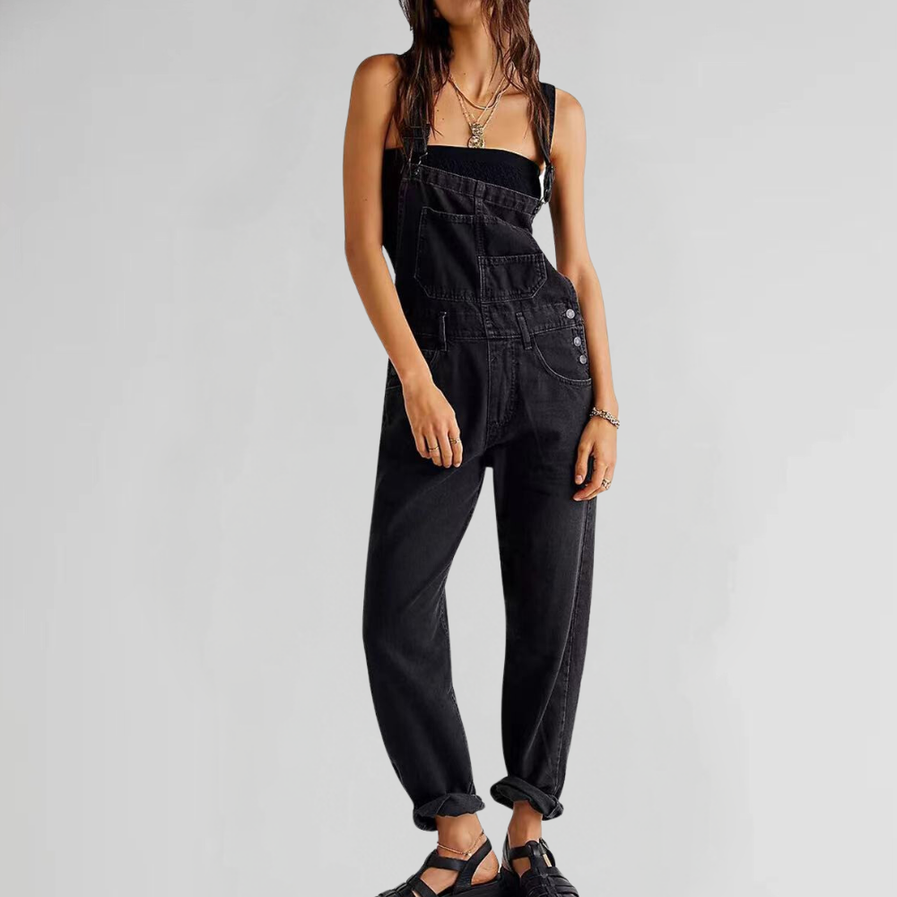 Valeria Damen Denim Jumpsuit | Bequemer Einteiler im Trendy Look für Arbeit & Freizeit