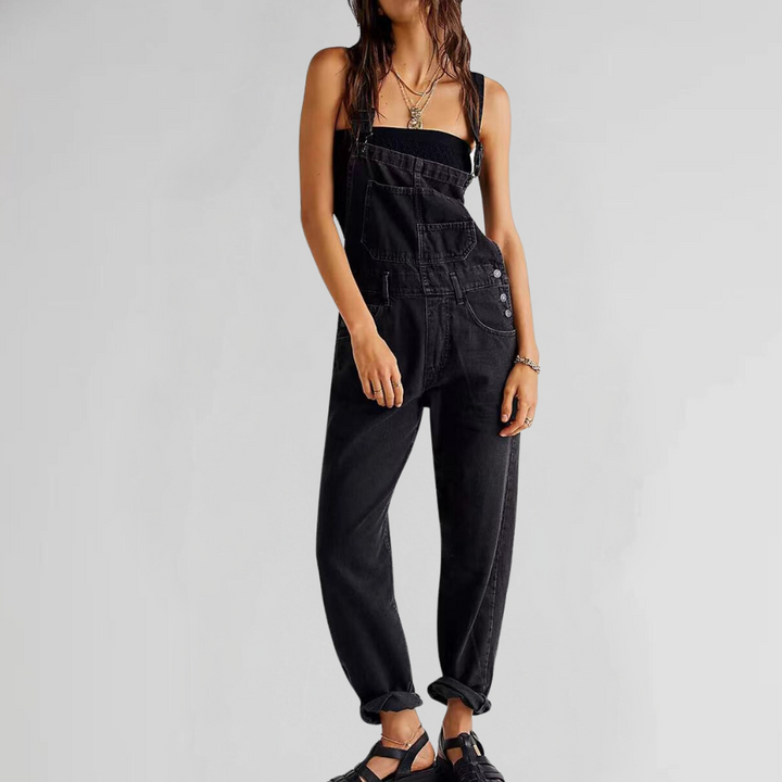 Valeria Damen Denim Jumpsuit | Bequemer Einteiler im Trendy Look für Arbeit & Freizeit