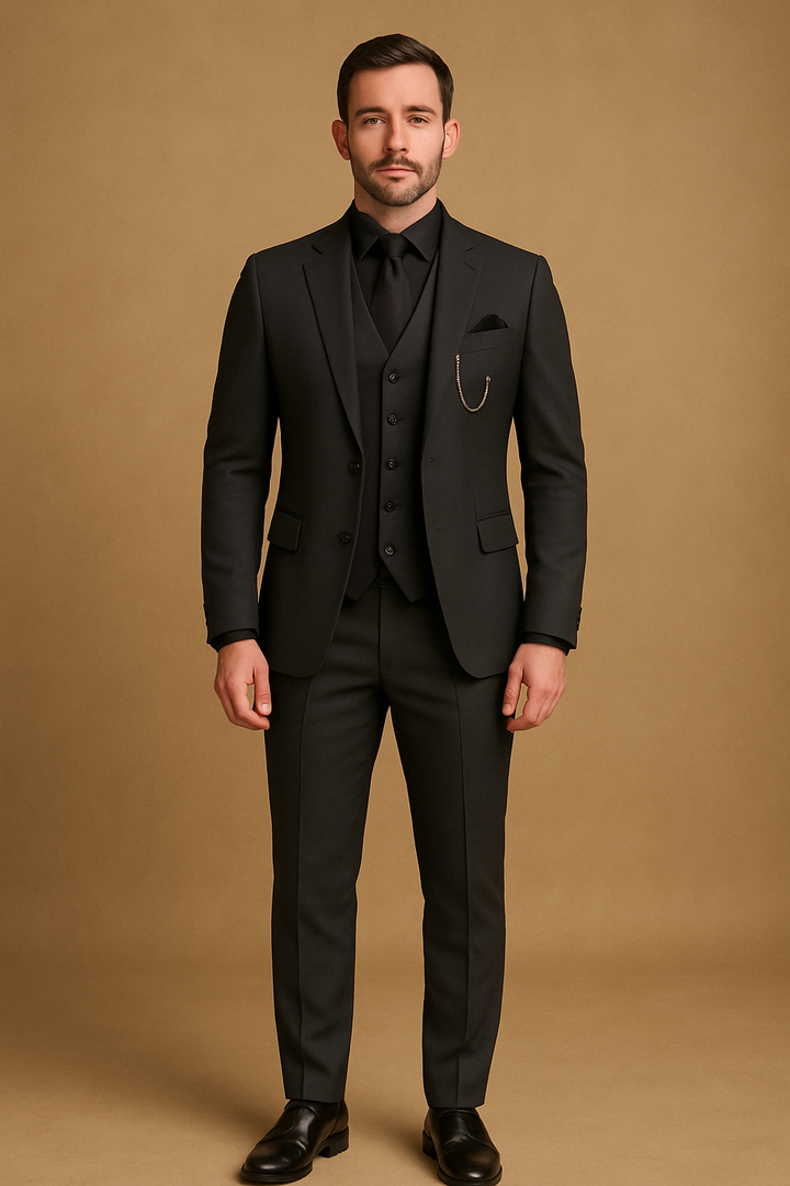 3-teiliger Slim Fit Business-Anzug - Blazer, Weste und Hose