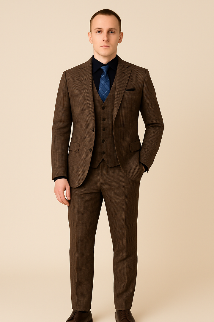 Britische Mode Dreiteiliges Set Slim Fit Anzug Weste Hose