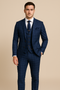 Marineblau karierte Luxusanzüge Slim Fit mit Kerbe