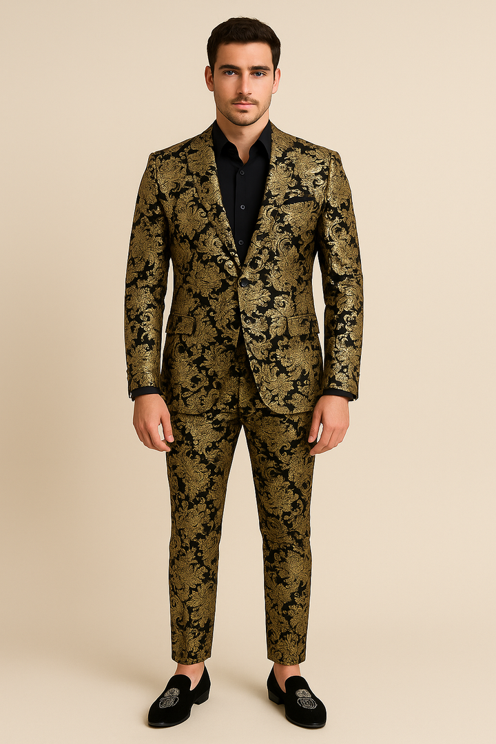 Anzug-Set Glänzendes Gold und Silber 2-teiliges Set - Koreanischer Stil