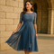 Luna Kleid mit Spitze und Chiffon | Stilvolles bequemes Kleid mit halblangen Ärmeln für besondere Anlässe