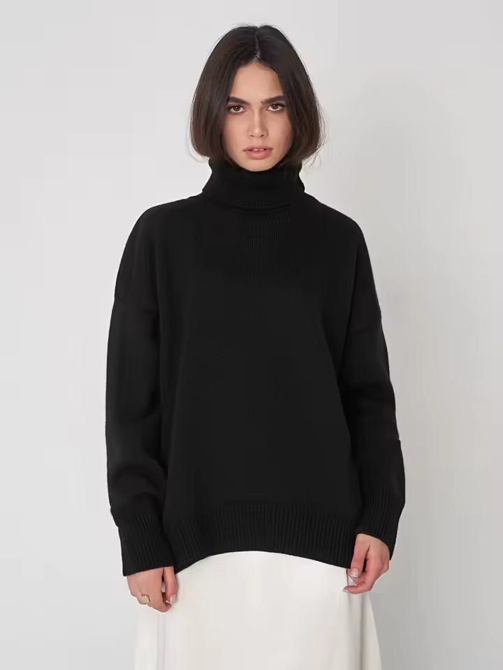 Übergroßer Damen Strickpullover mit Rollkragen | Weicher Rollkragenpullover Winter