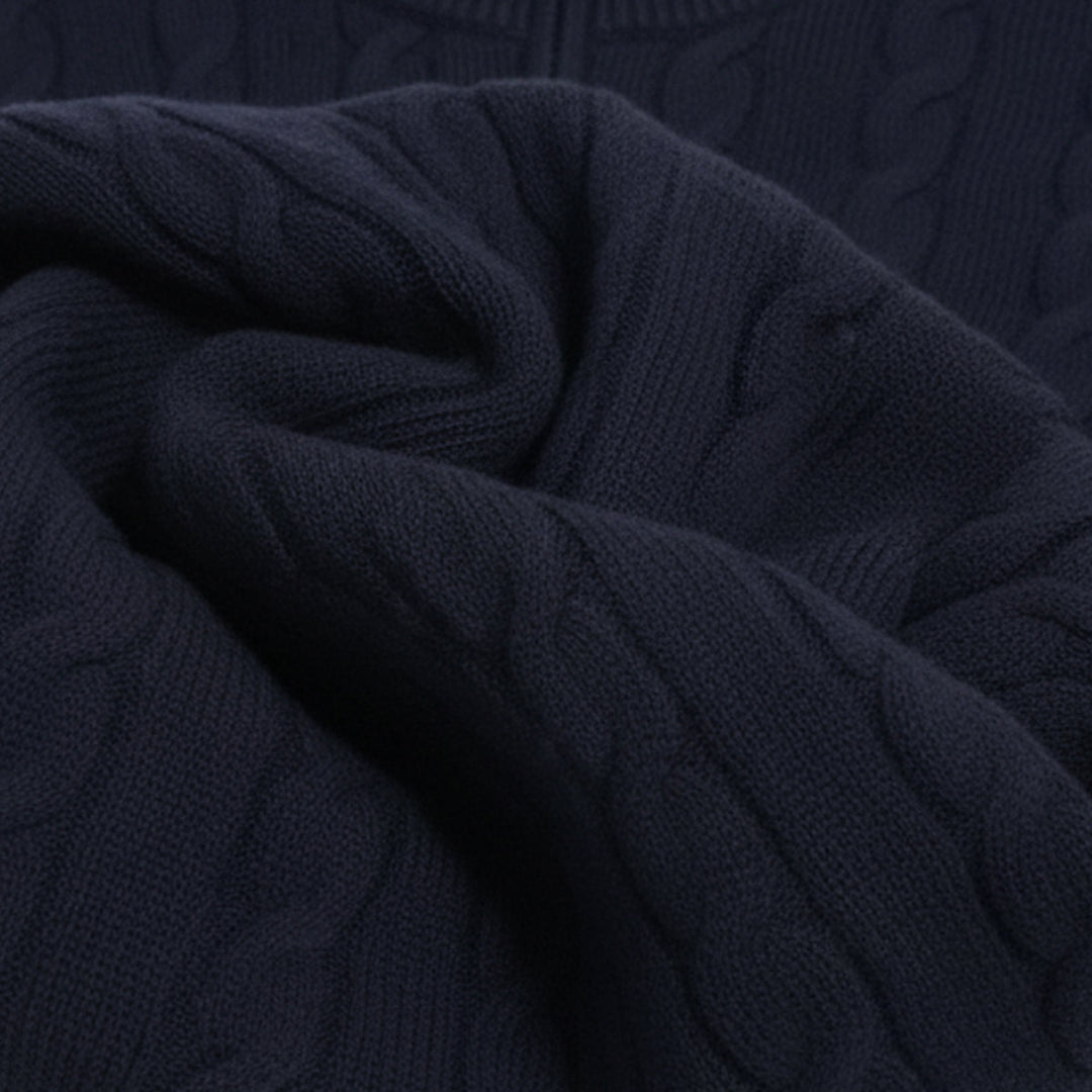 Pullover Herren Half Zip | Kabelstrick Klassisch Elegant