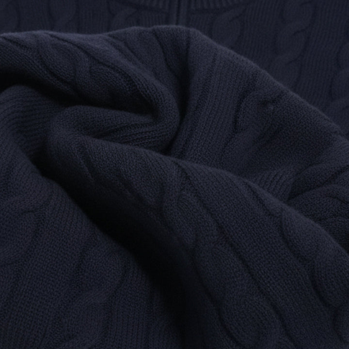 Pullover Herren Half Zip | Kabelstrick Klassisch Elegant