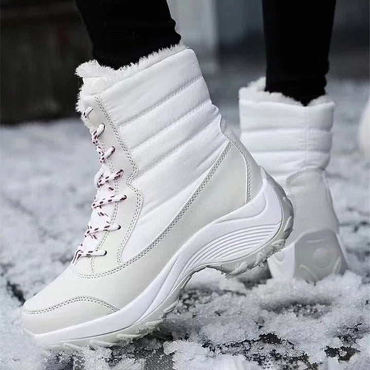 Wasserdichte Damen Winterstiefel mit Schnürsenkeln | Warm gefütterte Schneestiefel