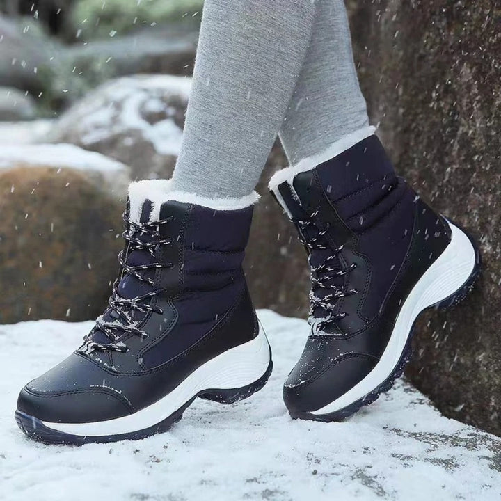 Wasserdichte Damen Winterstiefel mit Schnürsenkeln | Warm gefütterte Schneestiefel