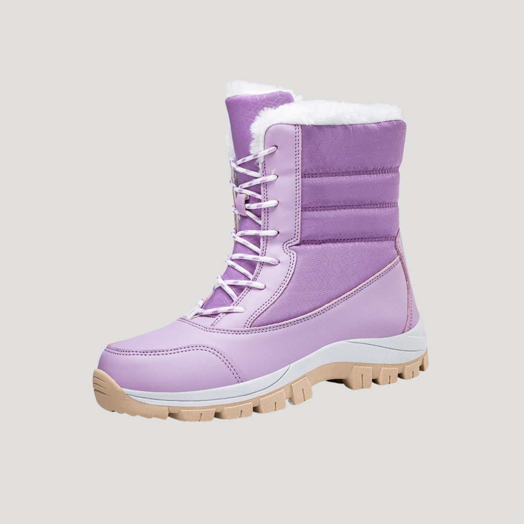 Wasserdichte Damen Winterstiefel mit Schnürsenkeln | Warm gefütterte Schneestiefel
