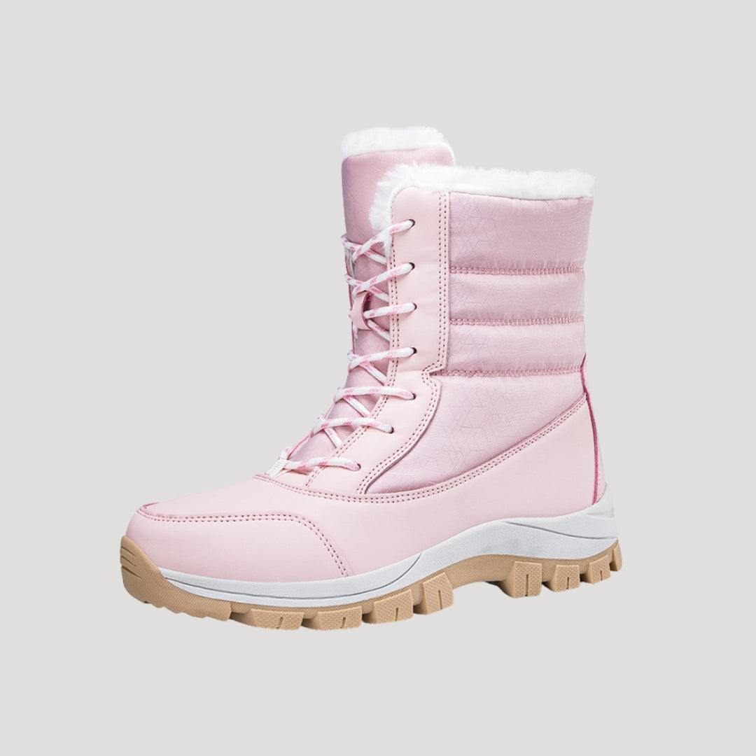 Wasserdichte Damen-Winterstiefel mit Schnürsenkeln | Warm gefütterte Stiefel mit Fellbesatz