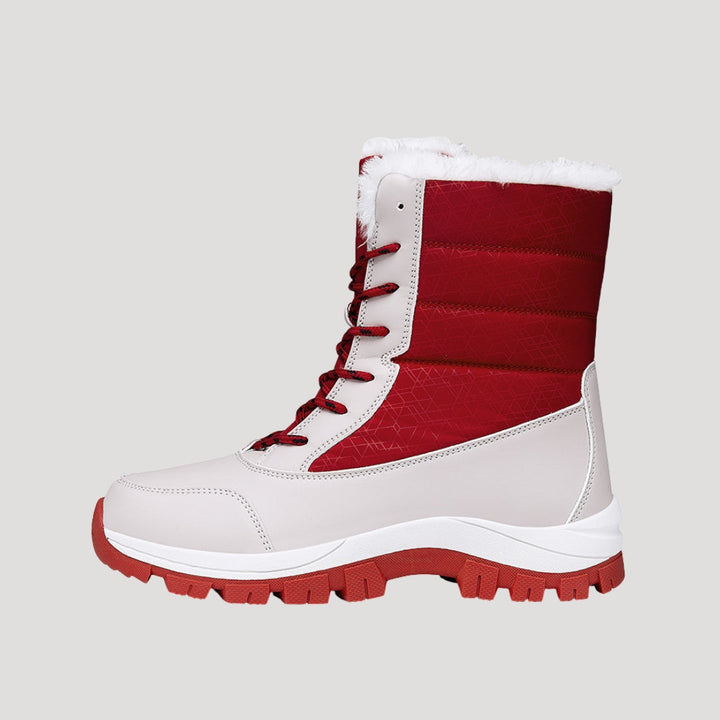 Wasserdichte Damen-Winterstiefel mit Schnürsenkeln | Warm gefütterte Stiefel mit Fellbesatz