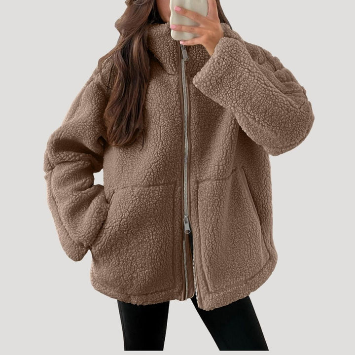 Fleece-Teddy-Winterjacke mit Reißverschluss für kalte Tage