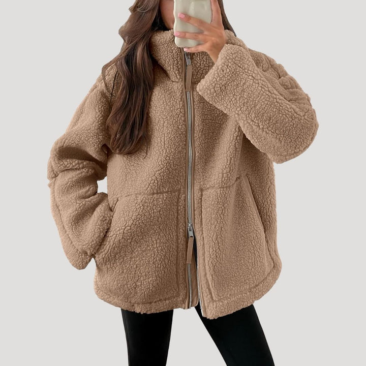 Fleece-Teddy-Winterjacke mit Reißverschluss für kalte Tage