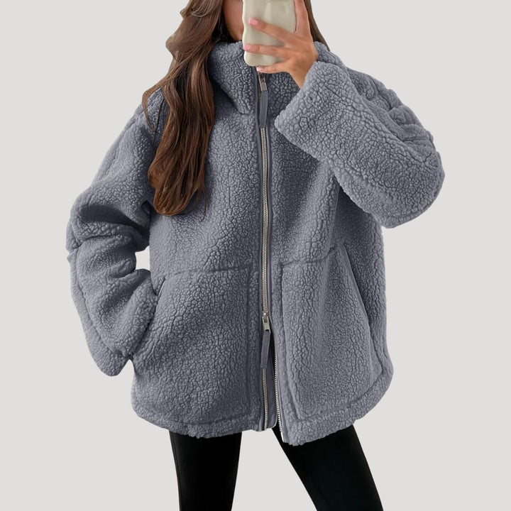 Fleece-Teddy-Winterjacke mit Reißverschluss für kalte Tage