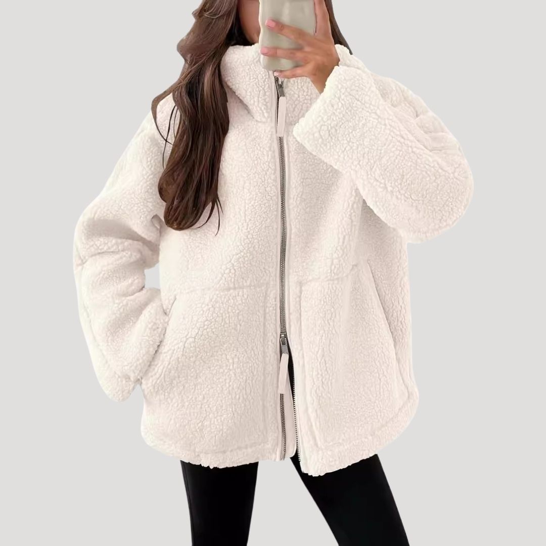 Fleece-Teddy-Winterjacke mit Reißverschluss für kalte Tage