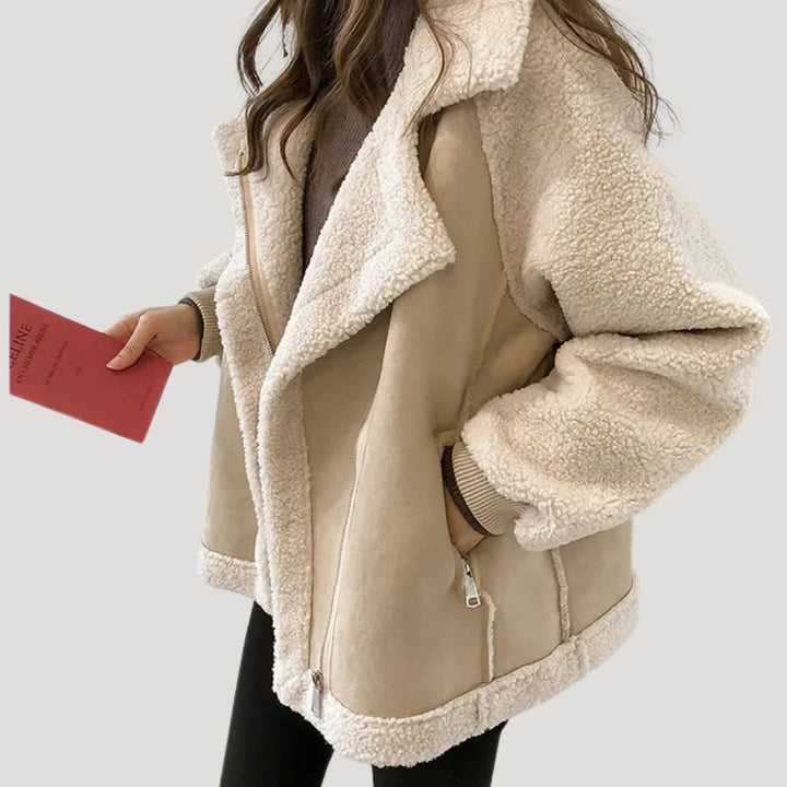 Lange Teddy Winterjacke mit Reißverschluss | Weiche und warme Fleece gefütterte Jacke