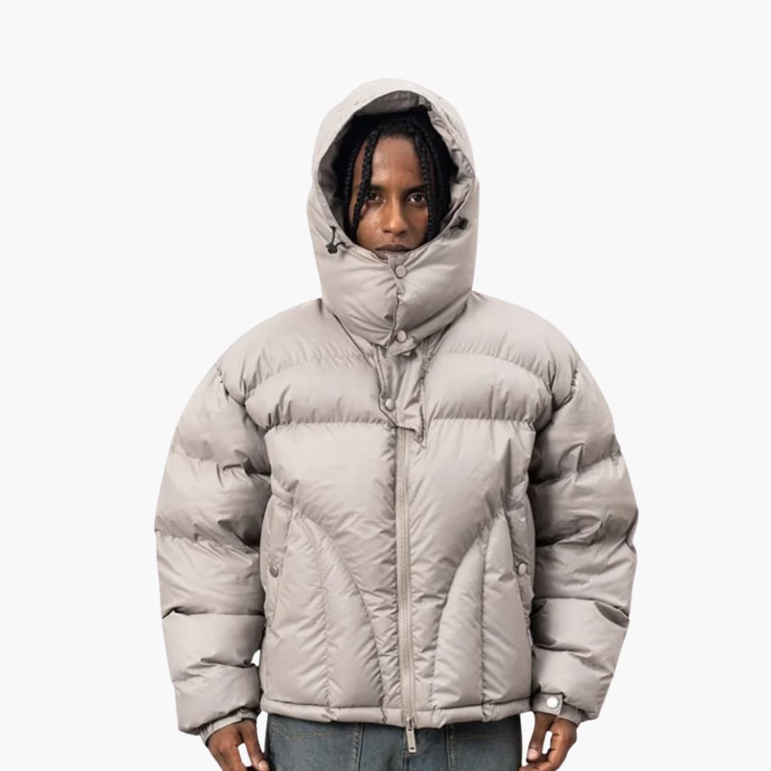 Daunenjacke Männer Winter | Kapuze Zentraler Reißverschluss Elastische Bündchen