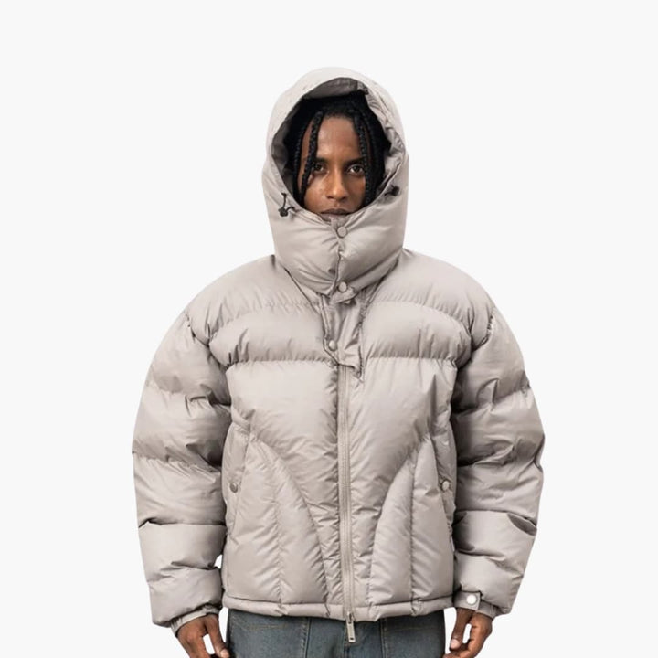 Daunenjacke Männer Winter | Kapuze Zentraler Reißverschluss Elastische Bündchen