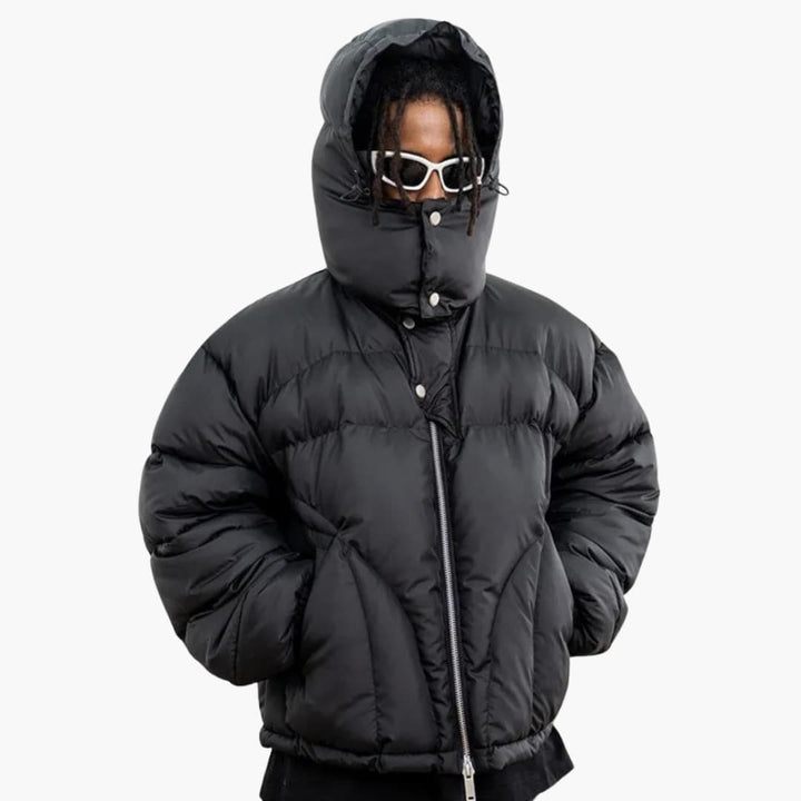 Daunenjacke Männer Winter | Kapuze Zentraler Reißverschluss Elastische Bündchen