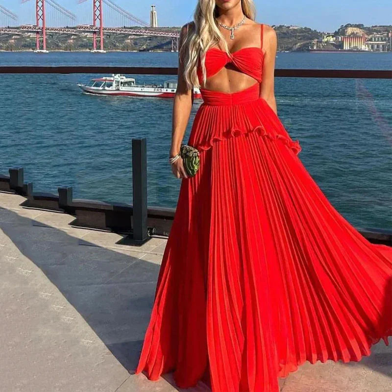 Leonie | Elegantes langes Kleid mit V-Ausschnitt - Komfort und Stil für alle Anlässe