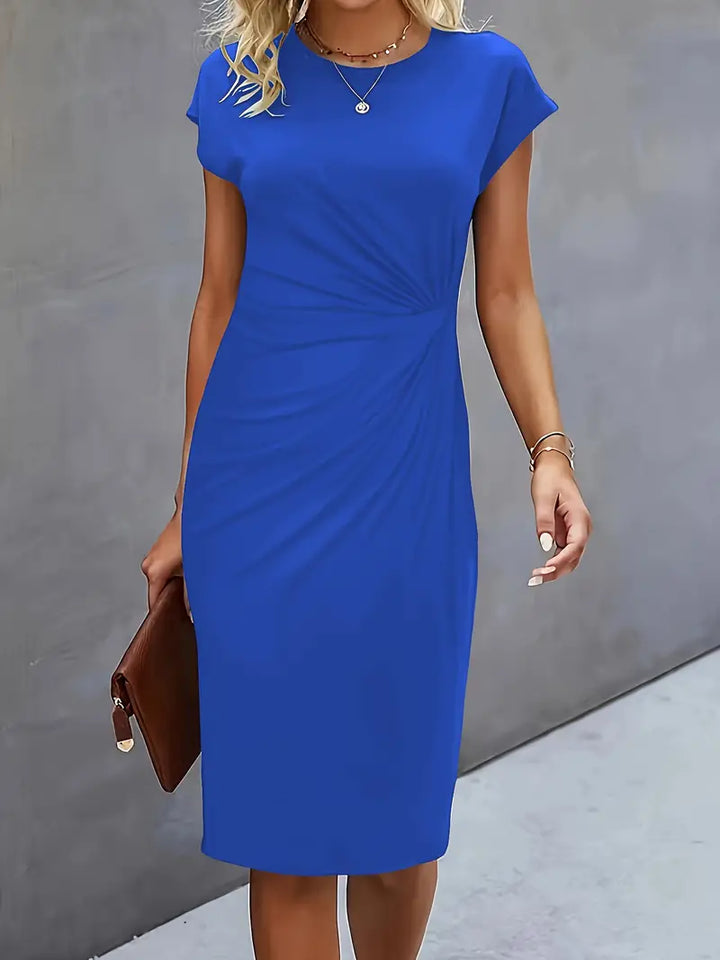 Katrien Midikleid für Frauen | Tailored Design mit Rundhalsausschnitt für Arbeit & formelle Anlässe