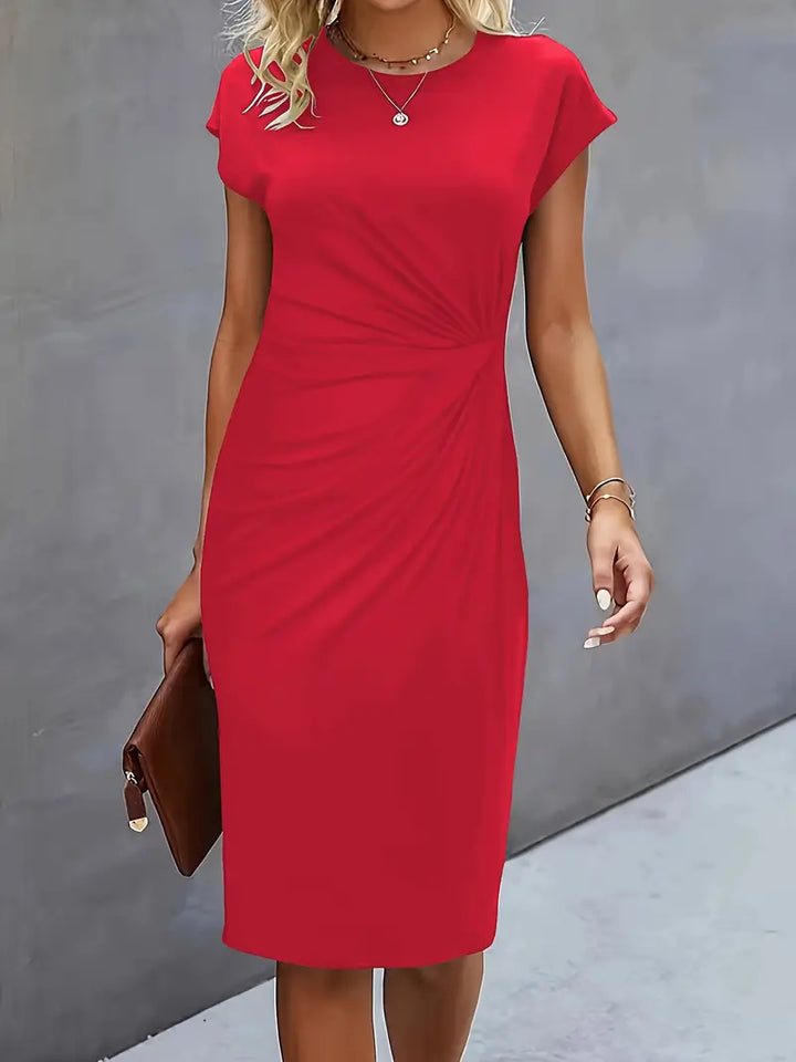 Katrien Midikleid für Frauen | Tailored Design mit Rundhalsausschnitt für Arbeit & formelle Anlässe