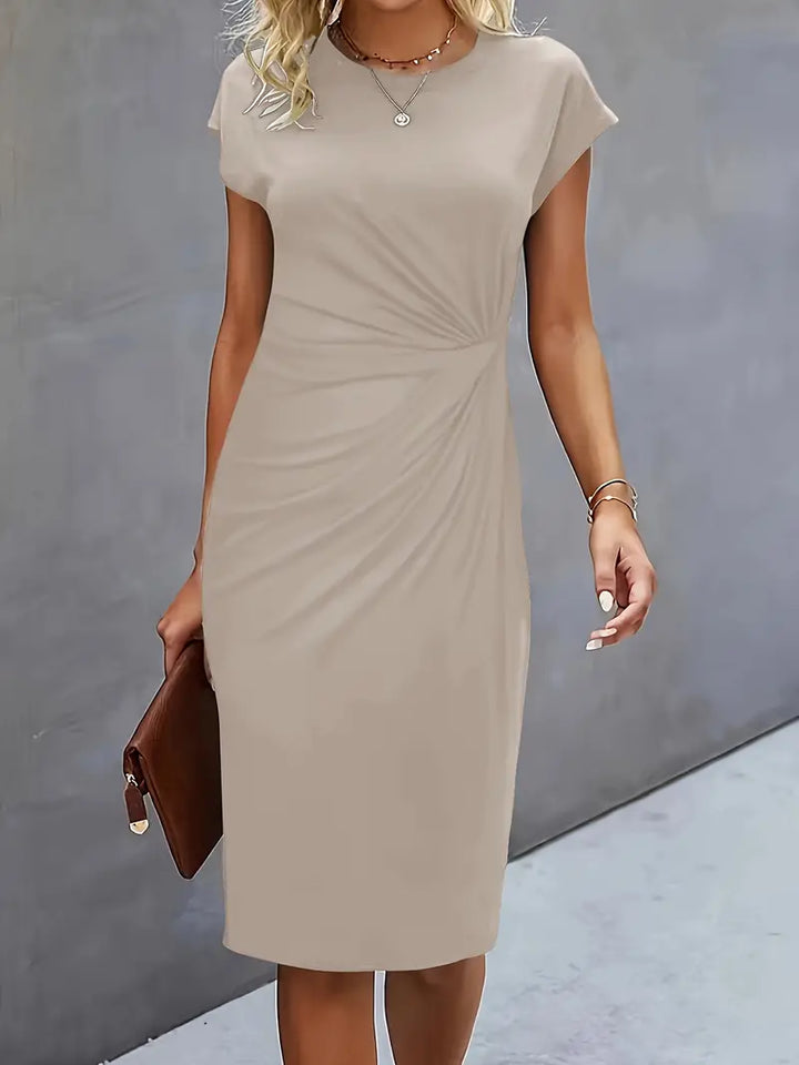 Katrien Midikleid für Frauen | Tailored Design mit Rundhalsausschnitt für Arbeit & formelle Anlässe