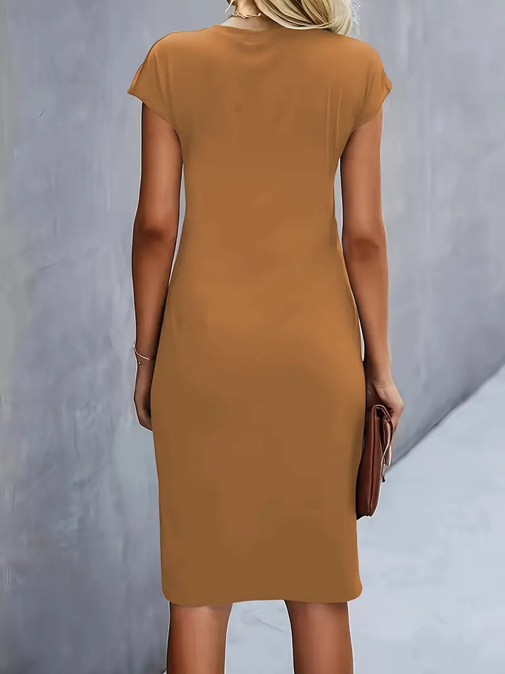 Katrien Midikleid für Frauen | Tailored Design mit Rundhalsausschnitt für Arbeit & formelle Anlässe