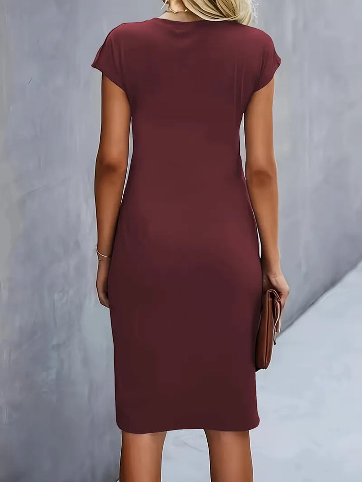 Katrien Midikleid für Frauen | Tailored Design mit Rundhalsausschnitt für Arbeit & formelle Anlässe