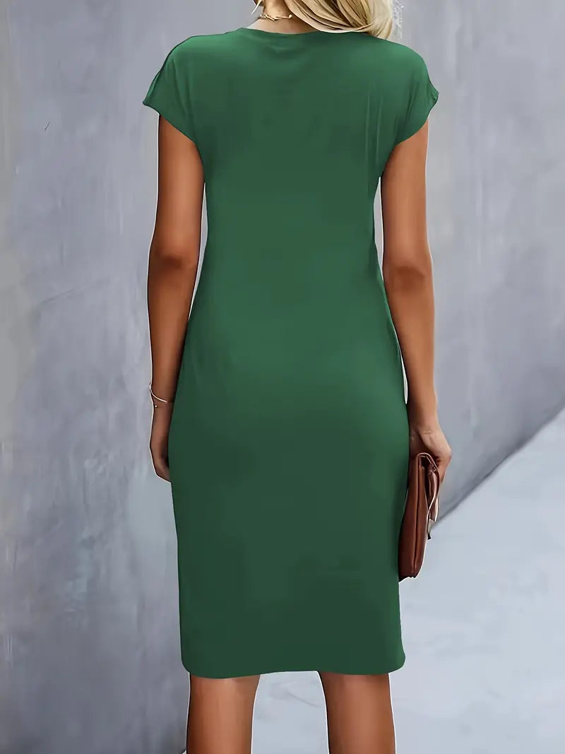 Katrien Midikleid für Frauen | Tailored Design mit Rundhalsausschnitt für Arbeit & formelle Anlässe