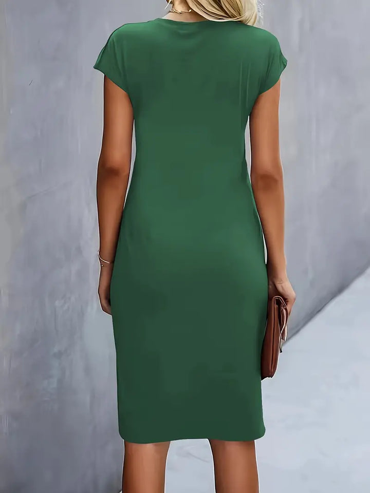 Katrien Midikleid für Frauen | Tailored Design mit Rundhalsausschnitt für Arbeit & formelle Anlässe