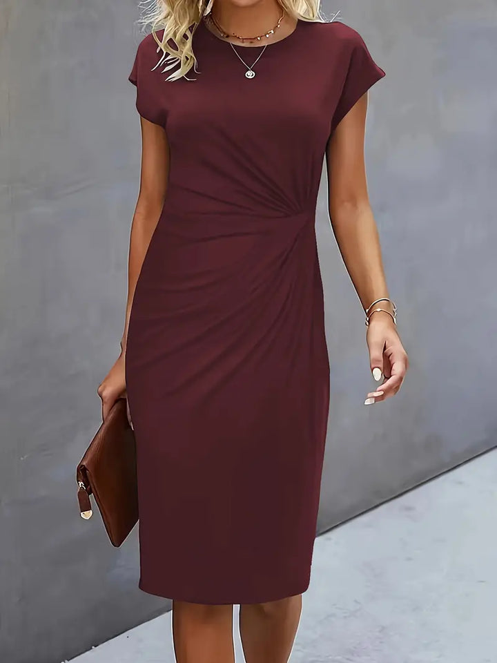 Katrien Midikleid für Frauen | Tailored Design mit Rundhalsausschnitt für Arbeit & formelle Anlässe