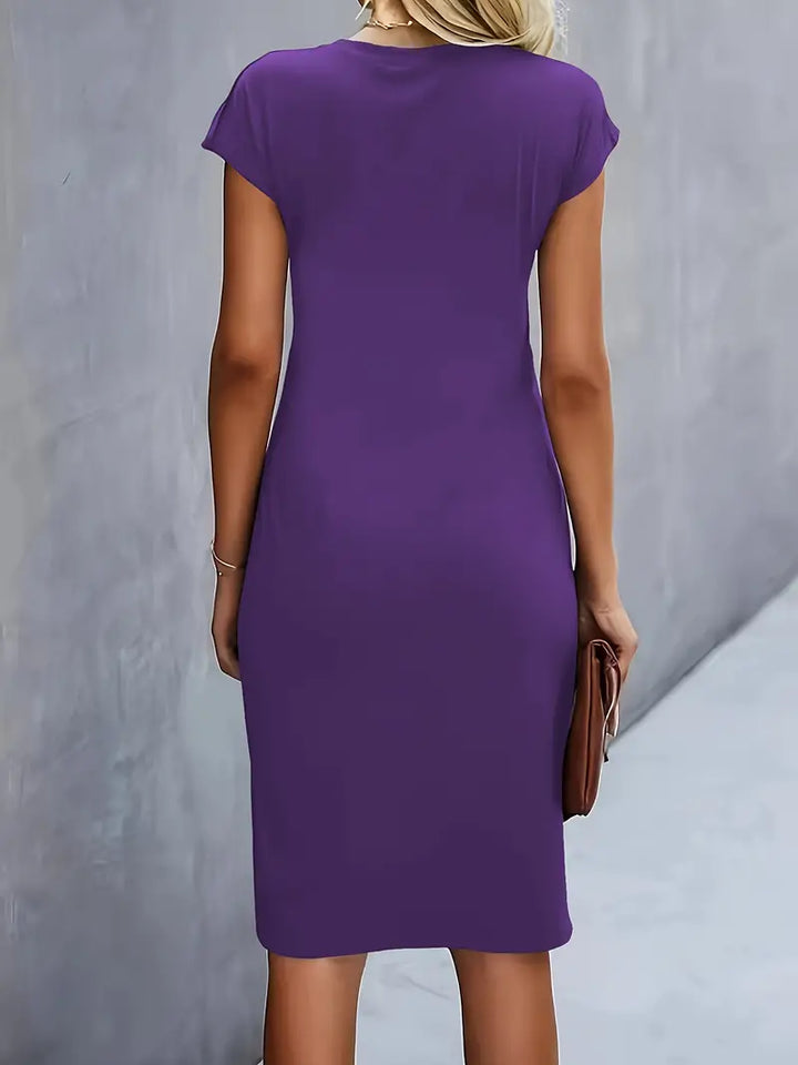 Katrien Midikleid für Frauen | Tailored Design mit Rundhalsausschnitt für Arbeit & formelle Anlässe
