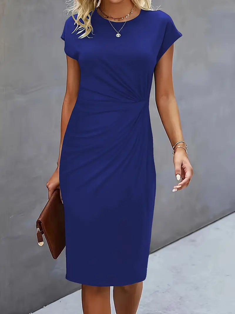 Katrien Midikleid für Frauen | Tailored Design mit Rundhalsausschnitt für Arbeit & formelle Anlässe