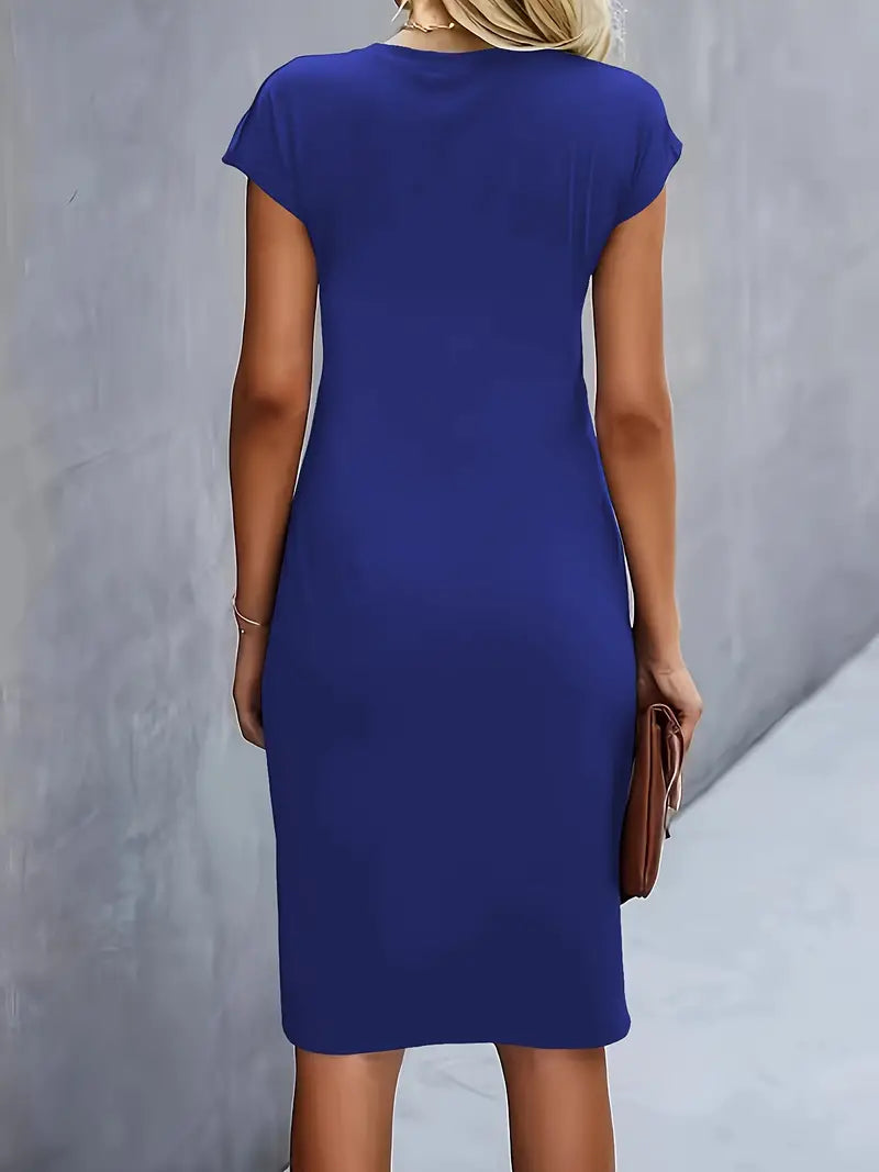 Katrien Midikleid für Frauen | Tailored Design mit Rundhalsausschnitt für Arbeit & formelle Anlässe