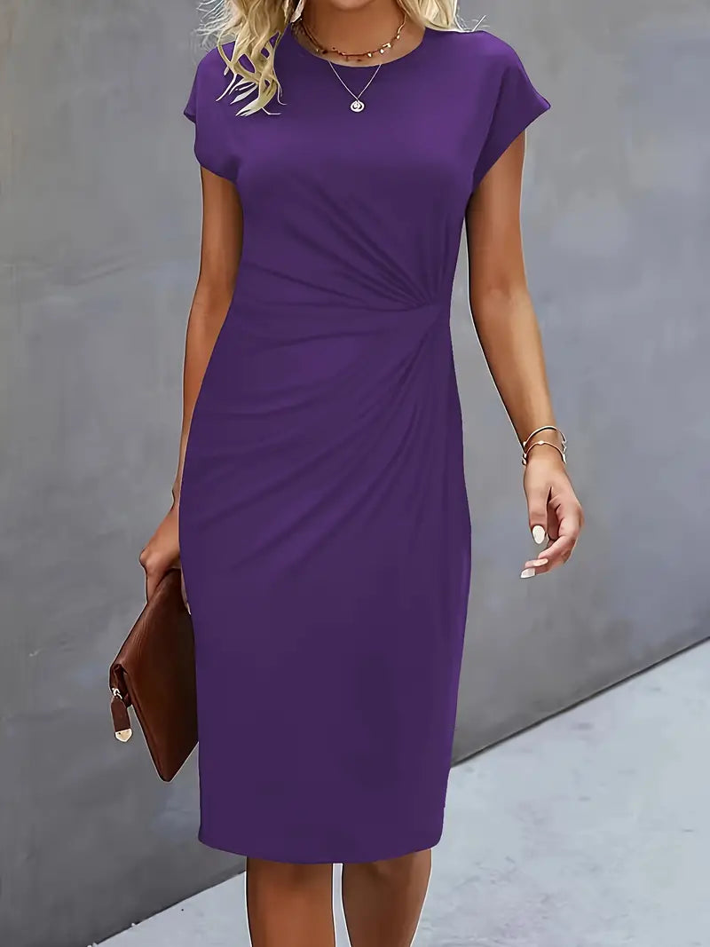 Katrien Midikleid für Frauen | Tailored Design mit Rundhalsausschnitt für Arbeit & formelle Anlässe