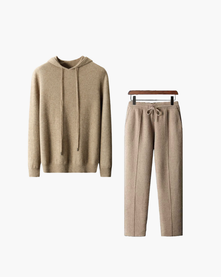 Winter Fit Kaschmir Set für Damen | Kapuzenpullover & Gerade Hose