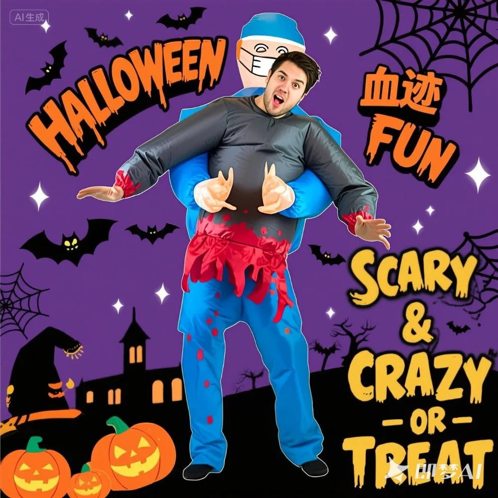 SpookMorph Aufblasbares Chirurgenkostüm | Halloween-Kostüm für Erwachsene Gruselig & Lustig